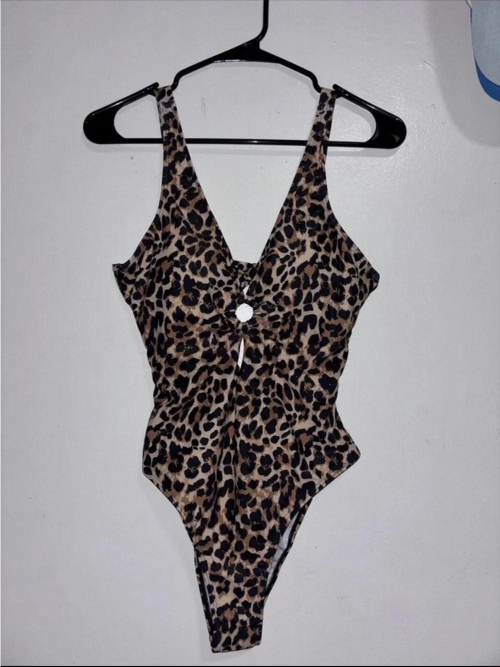 Leopard Print Womens One-Piece Swimsuit - Brown/Black